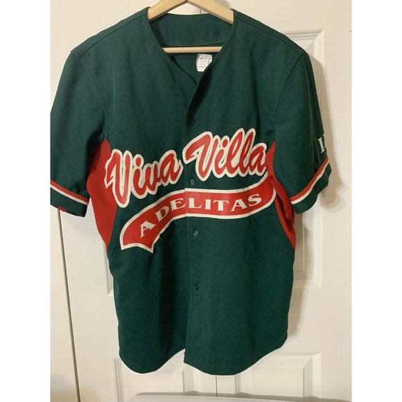 Viva Villa Adelitas Batboy Baseball-shirt Jersey Green Red‎ IBB Mens Sz L - Picture 3 of 6